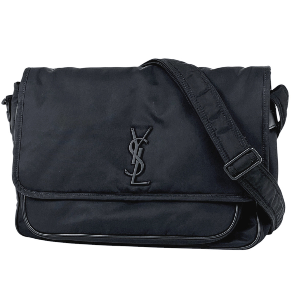Yves Saint Laurent logo shoulder bag, messenger nylon, black, women's.